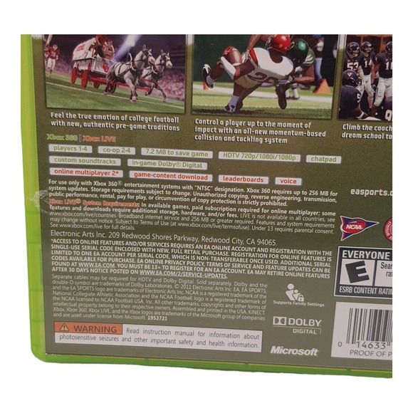 NCAA Football 12 Xbox 360 2012 CIB Complete Manual Disc Case Online EUC 2011 Rel - Picture 6 of 10